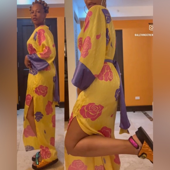 VINTAGE FLORA KUNG BELTED MAXI DRESS - Picture 4 of 8